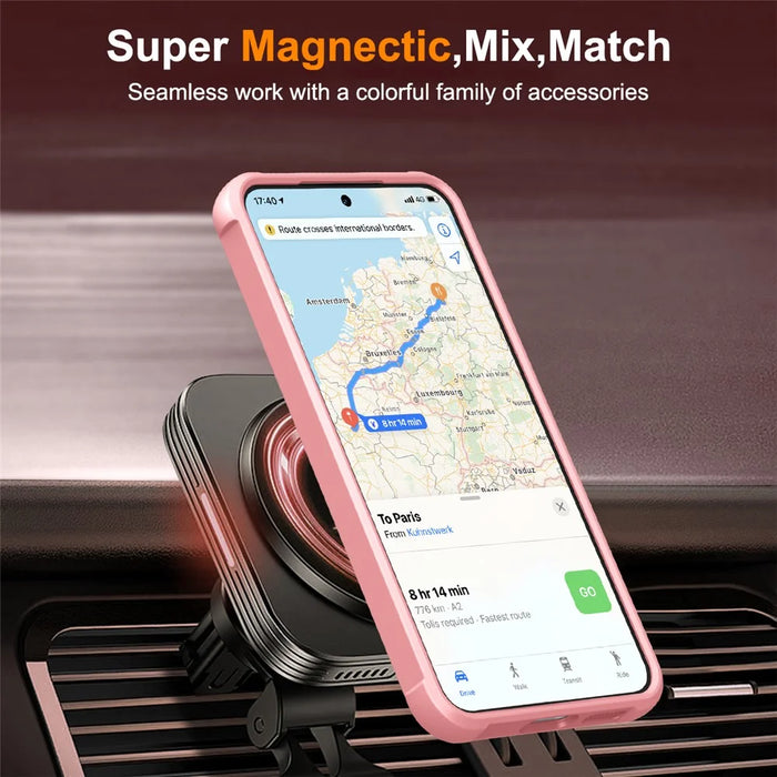 For Samsung Galaxy S25  /  S24 Magnetic Case Rotatable Ring Kickstand TPU + PC Phone Cover - Pink - 5