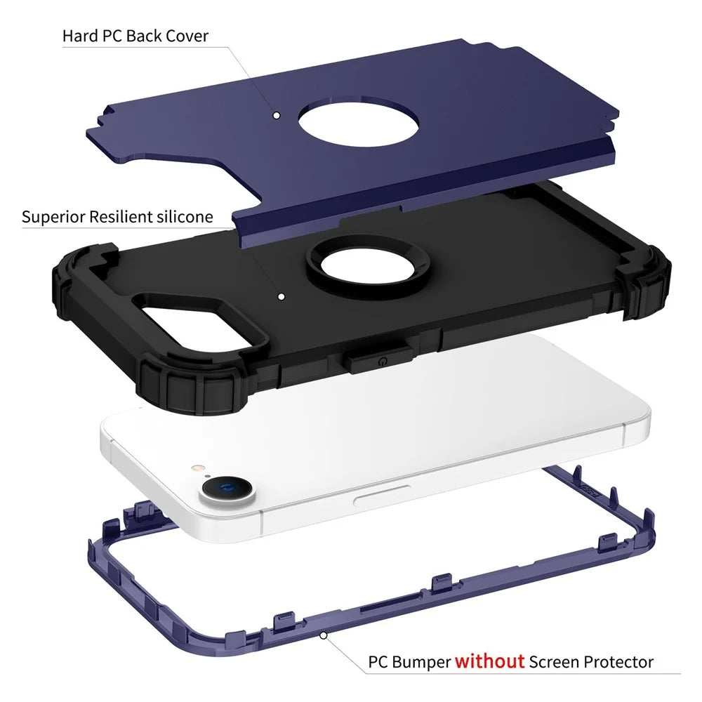 L-Style For iPhone 17e / 16e Case Shockproof PC + TPU Phone Back Cover - Navy Blue - 6