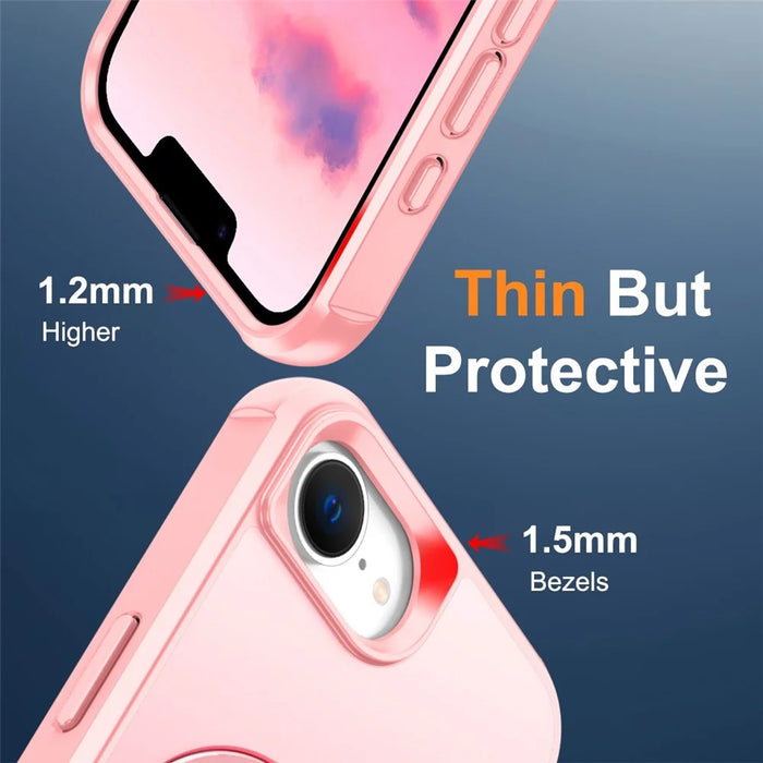 For iPhone 17e / 16e Case Compatible with MagSafe Ring Holder Kickstand TPU + PC Phone Cover - Pink - 5