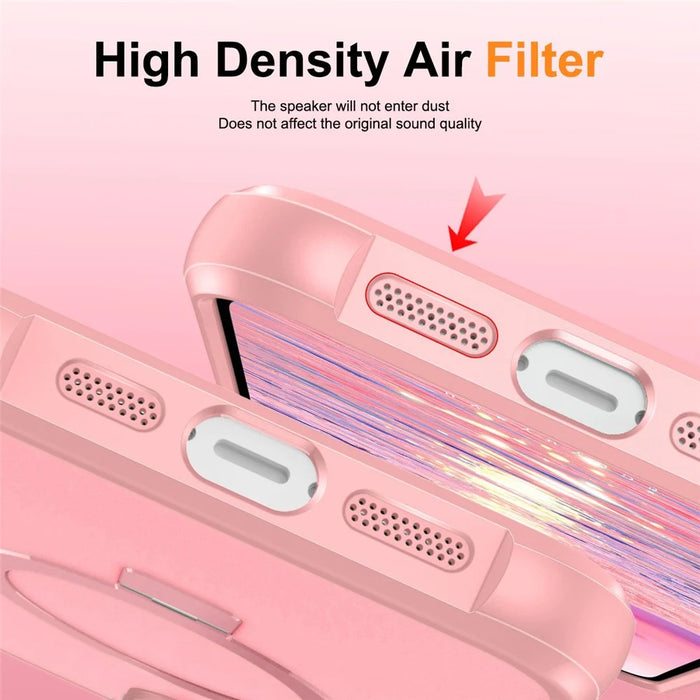 For iPhone 17e / 16e Case Compatible with MagSafe Ring Holder Kickstand TPU + PC Phone Cover - Pink - 7