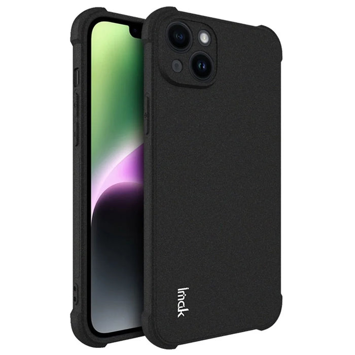 IMAK For iPhone 14 Matte Surface TPU Phone Cover Four Corner Airbag Anti-drop Case - Black - 1