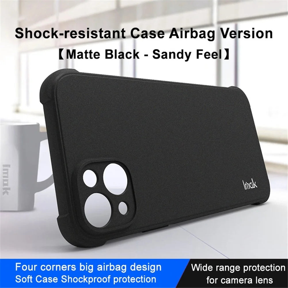 IMAK For iPhone 14 Matte Surface TPU Phone Cover Four Corner Airbag Anti-drop Case - Black - 2