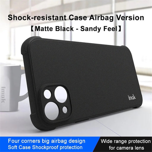 IMAK For iPhone 14 Matte Surface TPU Phone Cover Four Corner Airbag Anti-drop Case - Black - 2