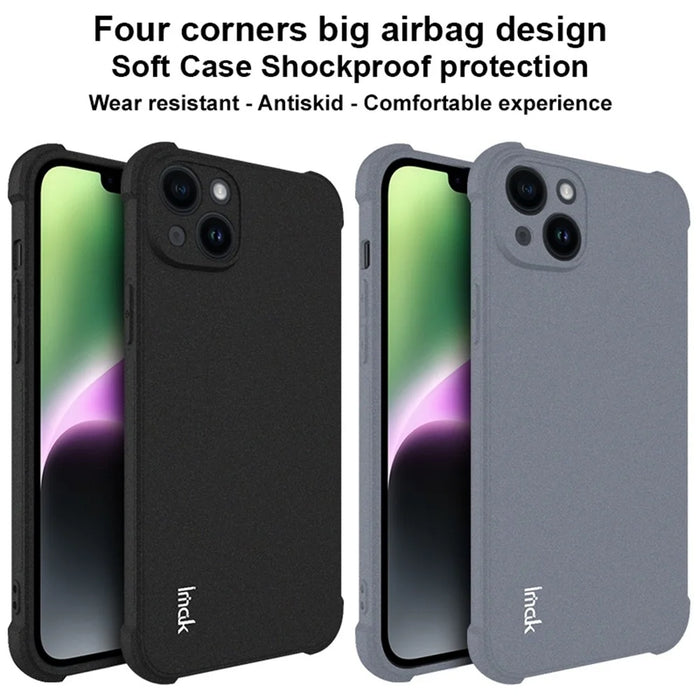 IMAK For iPhone 14 Matte Surface TPU Phone Cover Four Corner Airbag Anti-drop Case - Black - 7