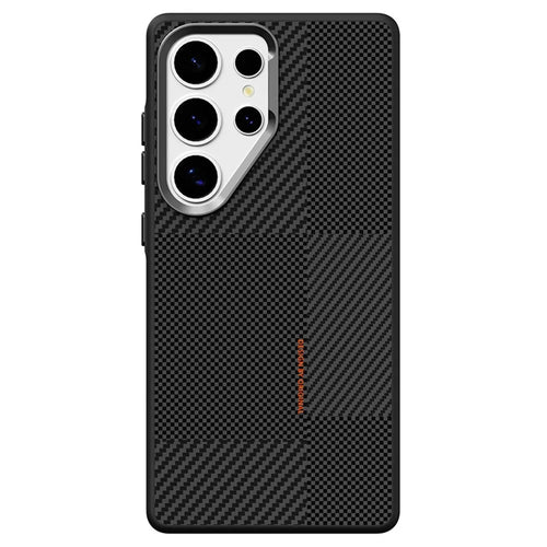 For Samsung Galaxy S25 Ultra Case Textured TPU PC Phone Back Cover Anti Fingerprint Shockproof - Black - 1