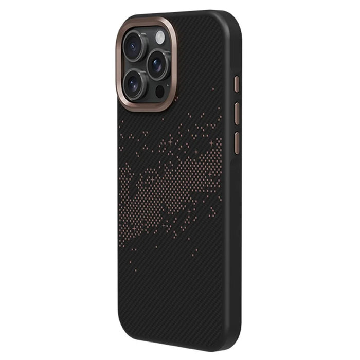 For iPhone 16 Pro Case Milky Way Pattern PC + TPU Anti Fingerprint Phone Cover - Gold - 2