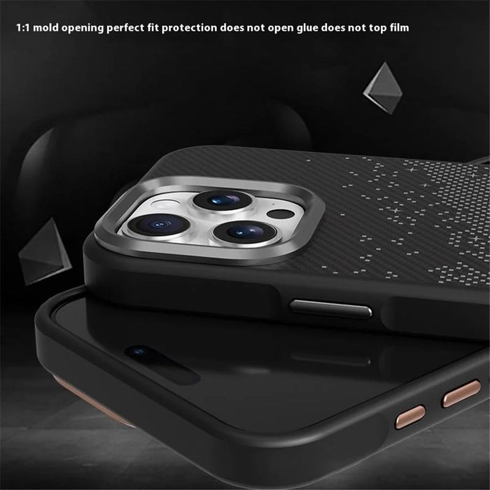 For iPhone 16 Pro Case Milky Way Pattern PC + TPU Anti Fingerprint Phone Cover - Gold - 4