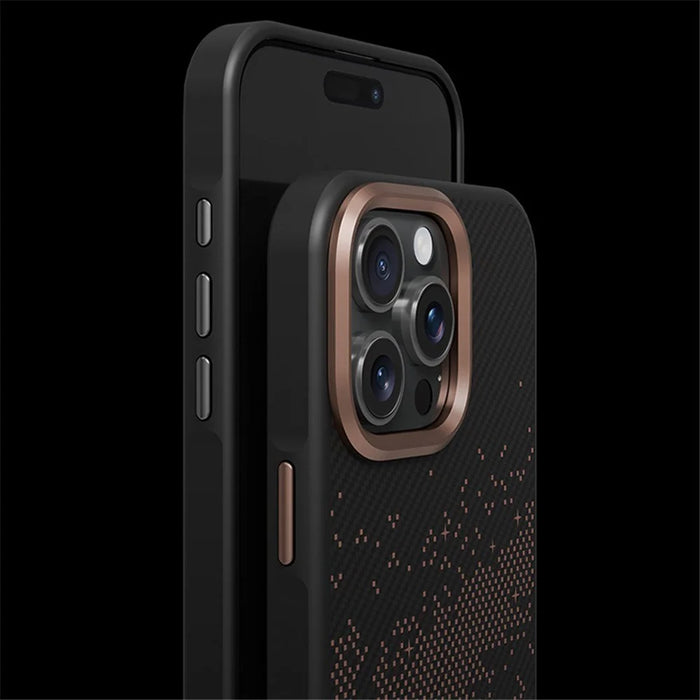 For iPhone 16 Pro Case Milky Way Pattern PC + TPU Anti Fingerprint Phone Cover - Gold - 6