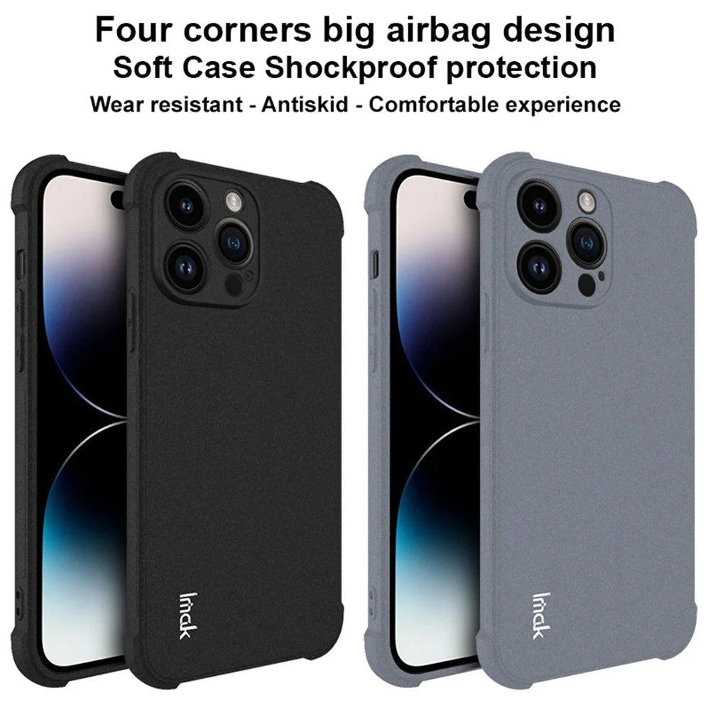 IMAK For iPhone 14 Pro Four Corner Airbag Anti-drop Case Matte TPU Phone Protective Cover - Black - 7
