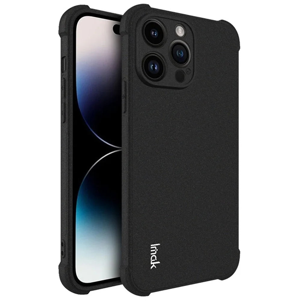 IMAK For iPhone 14 Pro Max Flexible TPU Matte Phone Cover Four Corner Airbag Drop-proof Case - Black - 1