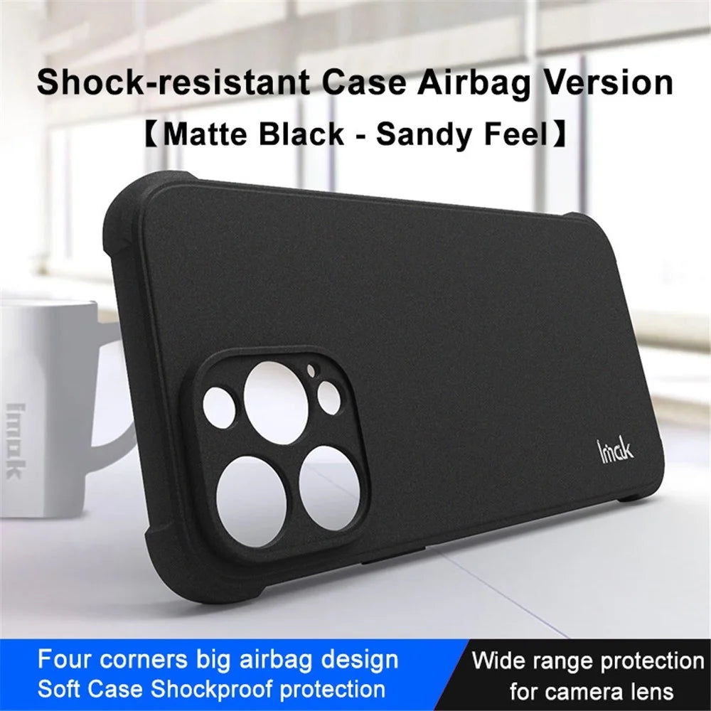 IMAK For iPhone 14 Pro Max Flexible TPU Matte Phone Cover Four Corner Airbag Drop-proof Case - Black - 2