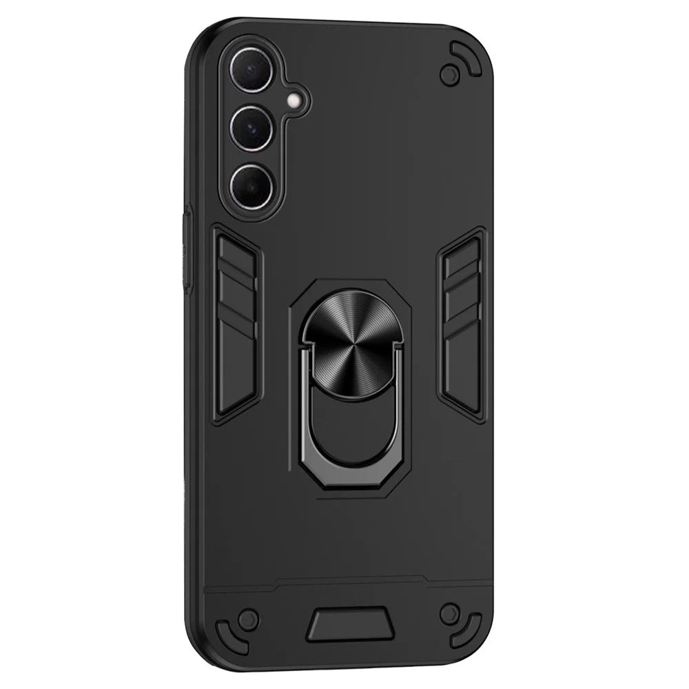 For Samsung Galaxy A26 5G Phone Case PC+TPU Drop Defend Cover with Kickstand - Black - 1