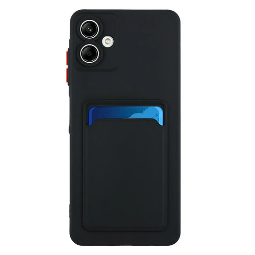 For Samsung Galaxy A06 4G Case Card Slot Matte Fingerprint-Free Back Cover - Black - 1