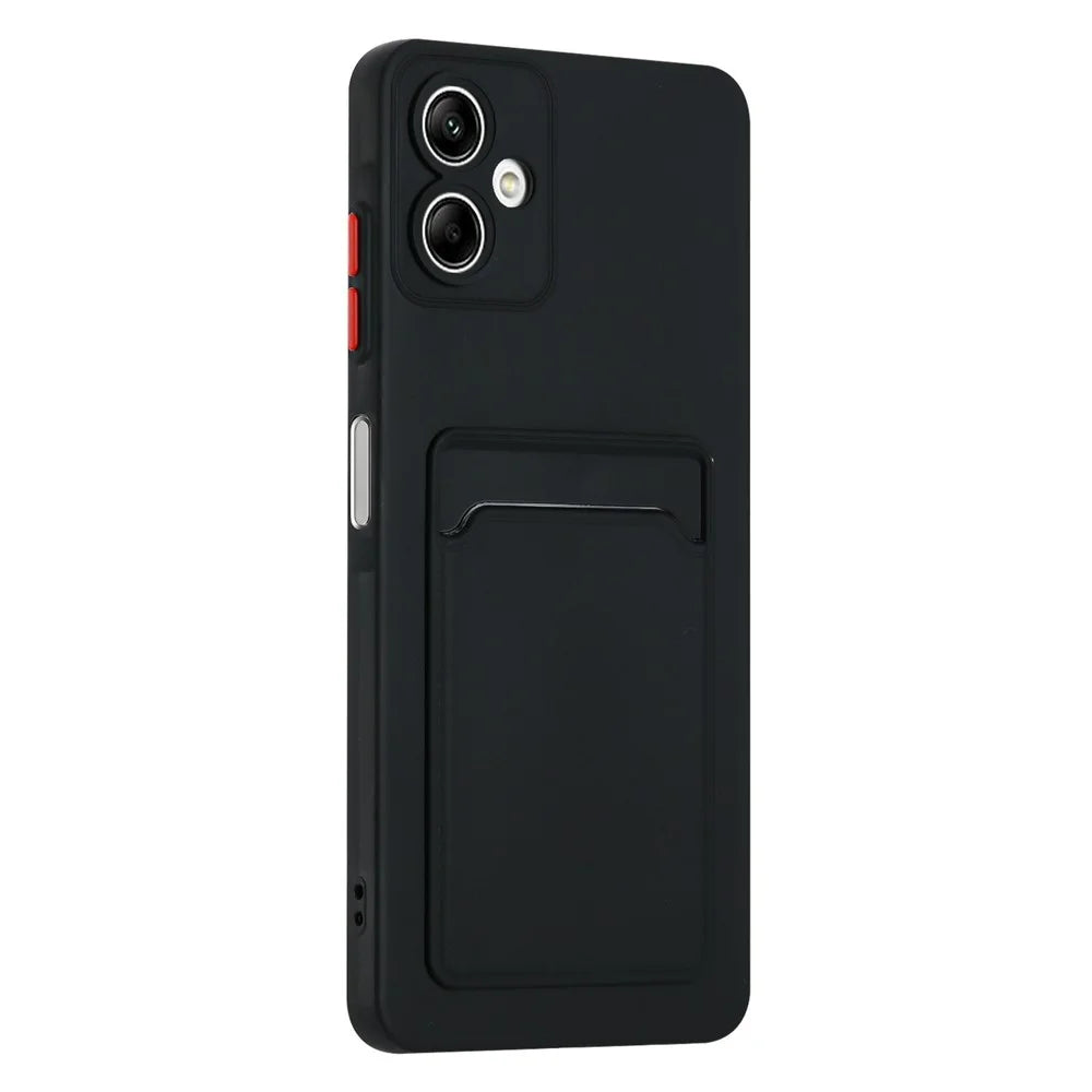 For Samsung Galaxy A06 4G Case Card Slot Matte Fingerprint-Free Back Cover - Black - 3