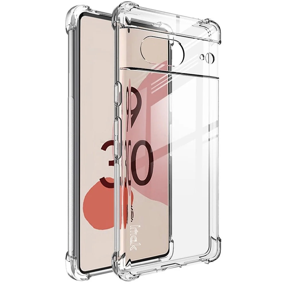IMAK For Google Pixel 7 5G Soft TPU Clear Phone Cover Shockproof Four Corner Airbag Case - Transparent - 1