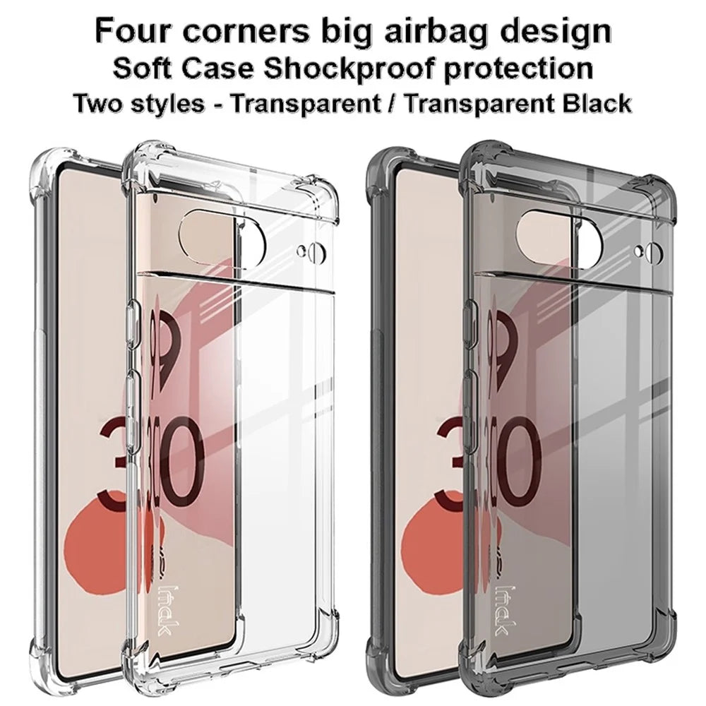 IMAK For Google Pixel 7 5G Soft TPU Clear Phone Cover Shockproof Four Corner Airbag Case - Transparent - 6
