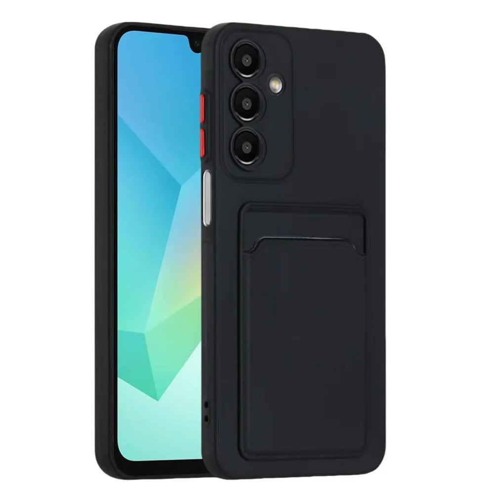 For Samsung Galaxy A56 5G Case Card Slot Matte Fingerprint-Free Back Cover - Black - 2