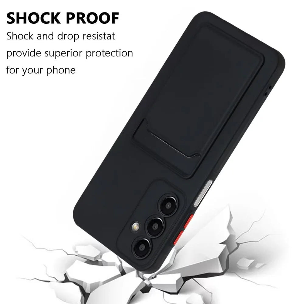 For Samsung Galaxy A56 5G Case Card Slot Matte Fingerprint-Free Back Cover - Black - 6