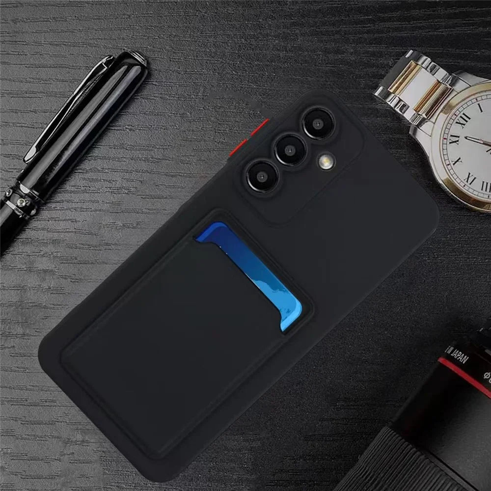 For Samsung Galaxy A54 5G Case Card Slot Matte Fingerprint-Free Back Cover - Black - 7