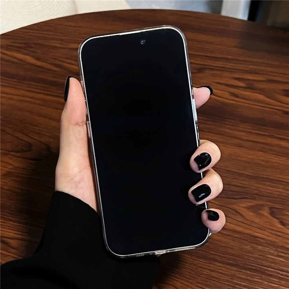 For iPhone 15 Pro Max Case Hard PC Transparent Phone Back Cover Compatible with MagSafe - Black - 5