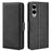 For Samsung Galaxy S25 Edge Case Calf Texture Leather Wallet Phone Cover - Black - 5