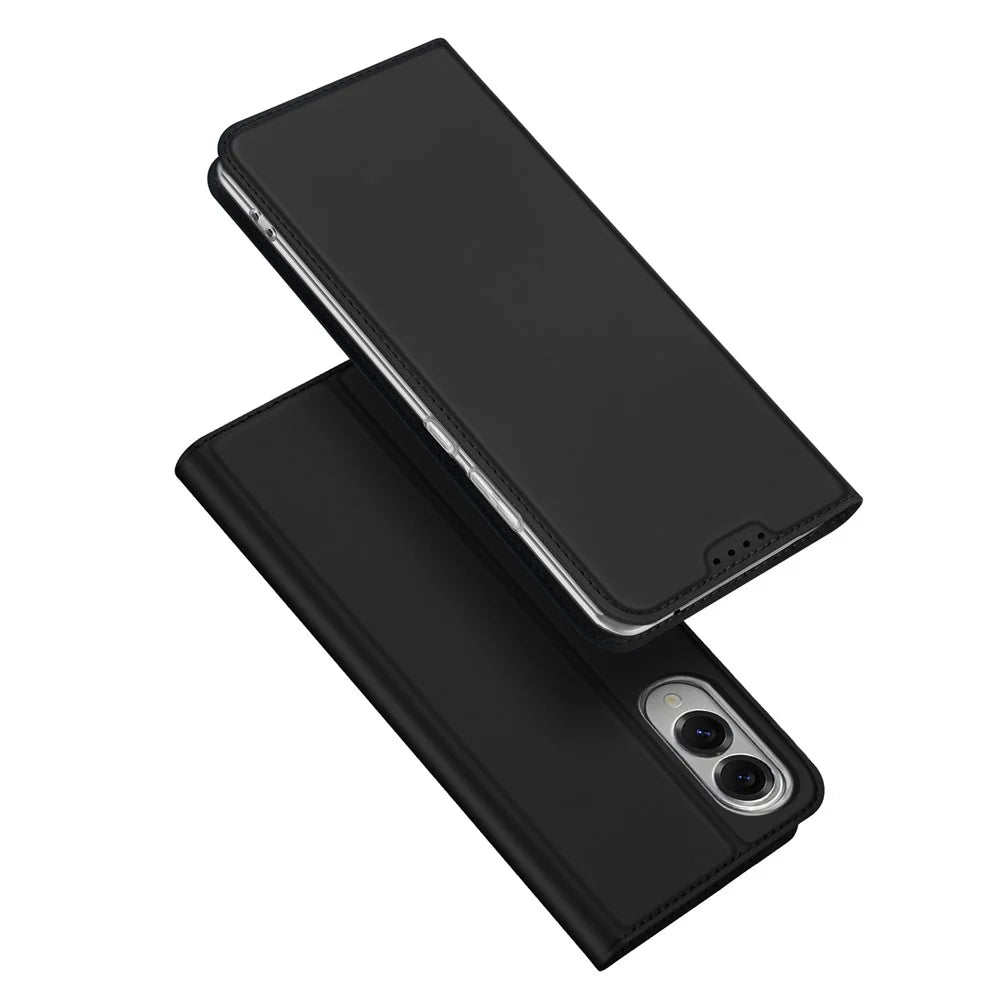 DUX DUCIS For Samsung Galaxy S25 Edge Case  Skin Pro Series Leather Cover Card Holder - Black - 1