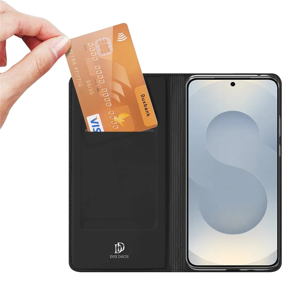 DUX DUCIS For Samsung Galaxy S25 Edge Case  Skin Pro Series Leather Cover Card Holder - Black - 2