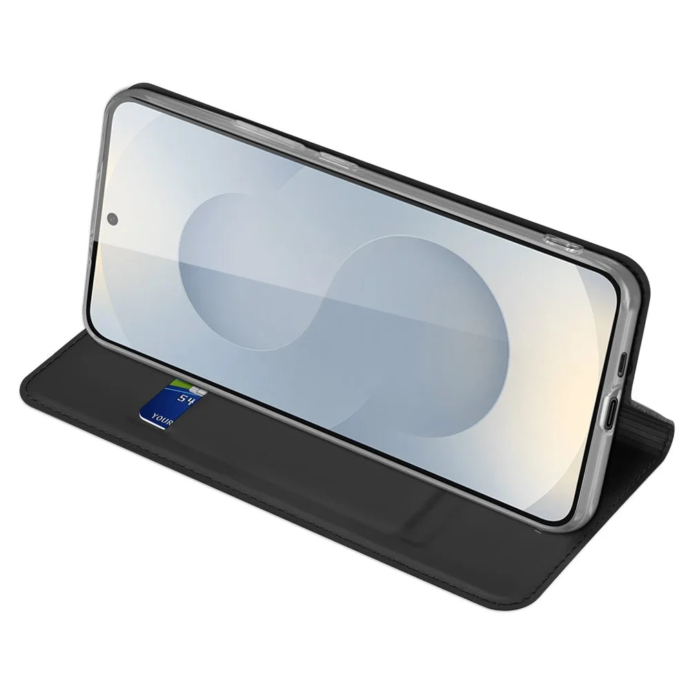 DUX DUCIS For Samsung Galaxy S25 Edge Case  Skin Pro Series Leather Cover Card Holder - Black - 5