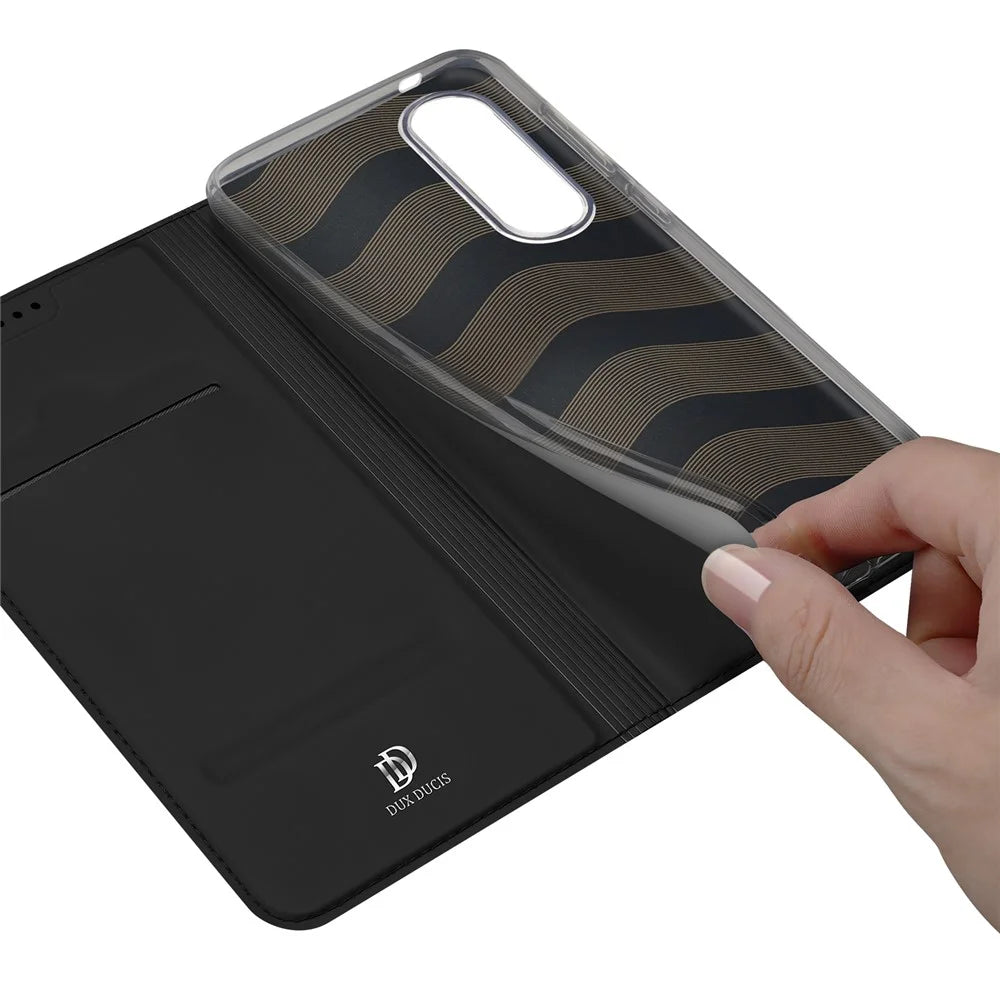 DUX DUCIS For Samsung Galaxy S25 Edge Case  Skin Pro Series Leather Cover Card Holder - Black - 7