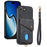 For iPhone 17e / 16e Case with Card Holder Kickstand Leather Phone Back Cover - Black - 1