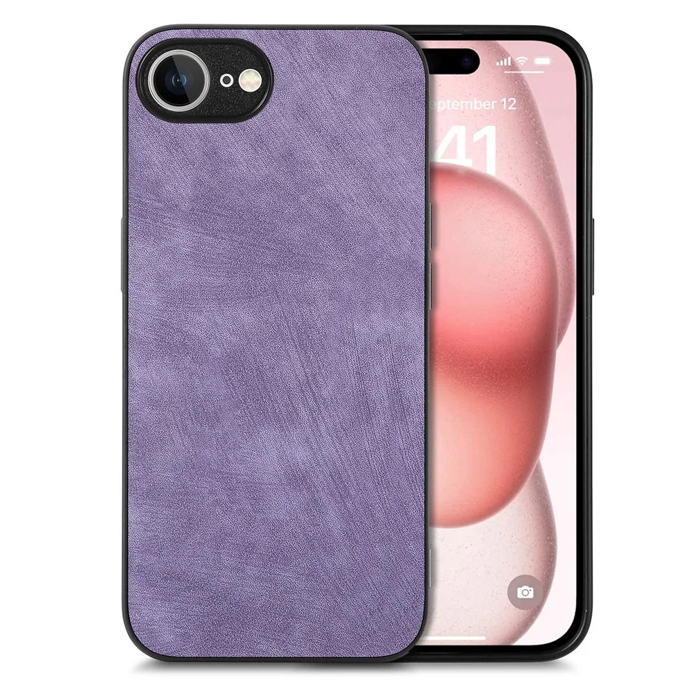 For iPhone 17e / 16e Case Shockproof Slim Retro Leather Phone Back Cover - Purple - 1