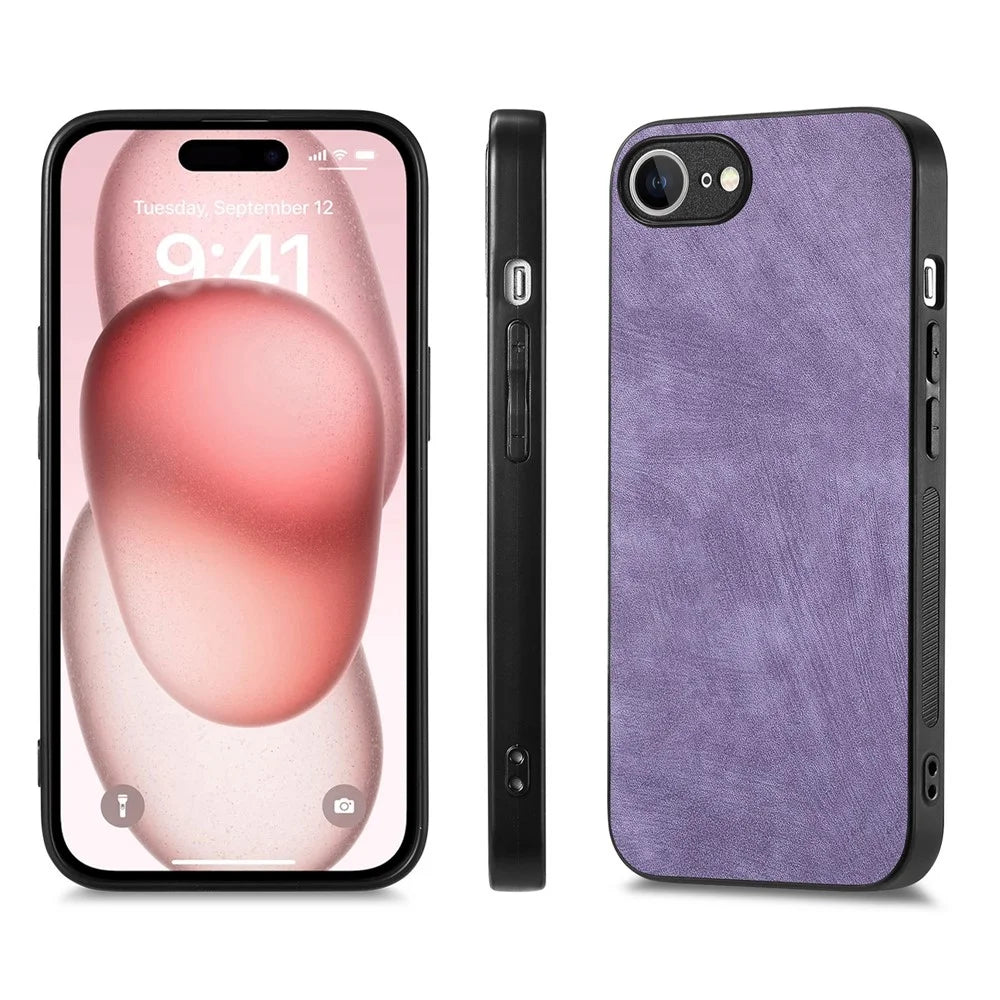 For iPhone 17e / 16e Case Shockproof Slim Retro Leather Phone Back Cover - Purple - 2
