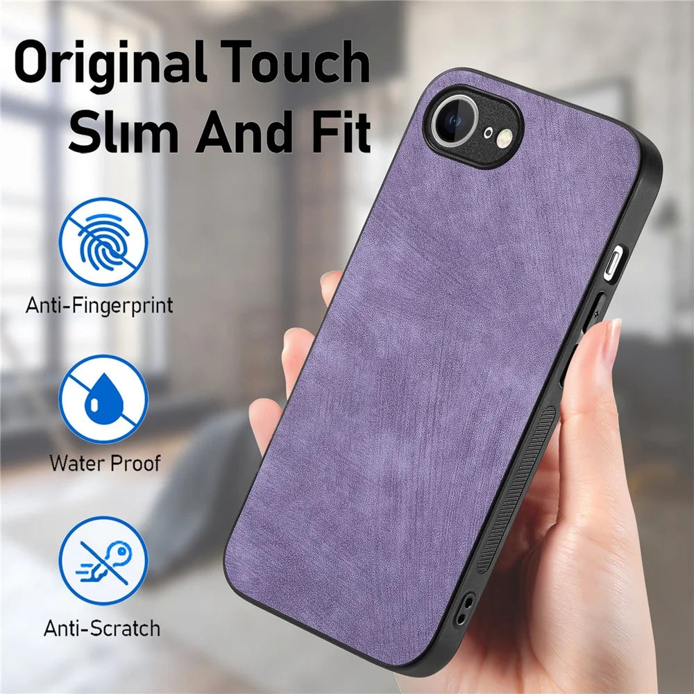 For iPhone 17e / 16e Case Shockproof Slim Retro Leather Phone Back Cover - Purple - 6