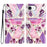 For iPhone 17e / 16e Wallet Case PU Leather Pattern Printing Stand Phone Cover with Strap - Purple Flowers - 1