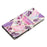 For iPhone 17e / 16e Wallet Case PU Leather Pattern Printing Stand Phone Cover with Strap - Purple Flowers - 5