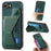 For iPhone 17e / 16e Case with Card Slot Kickstand Retro Leather Back Cover - Green - 1