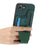 For iPhone 17e / 16e Case with Card Slot Kickstand Retro Leather Back Cover - Green - 5