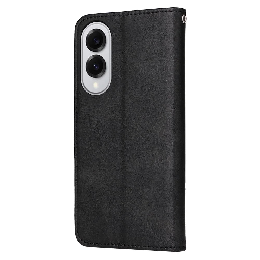 For Samsung Galaxy S25 Edge Case Wallet PU Leather Folio Flip Phone Cover - Black - 5