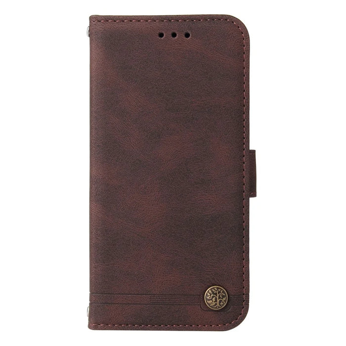 For Samsung Galaxy S25 Edge Leather Wallet Cases Skin Touch Phone Cover Stand with Strap - Brown - 6
