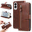 For Samsung Galaxy S25 Edge Case Zipper Wallet Calf Texture PU Leather Phone Cover - Brown - 4