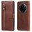 For Realme 14 Pro 5G Case Zipper Wallet Calf Texture PU Leather Phone Cover - Brown - 1