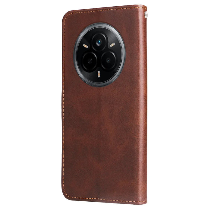 For Realme 14 Pro 5G Case Zipper Wallet Calf Texture PU Leather Phone Cover - Brown - 7
