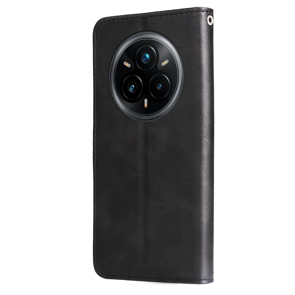 For Realme 14 Pro+ 5G Case Zipper Wallet Calf Texture PU Leather Phone Cover - Black - 6