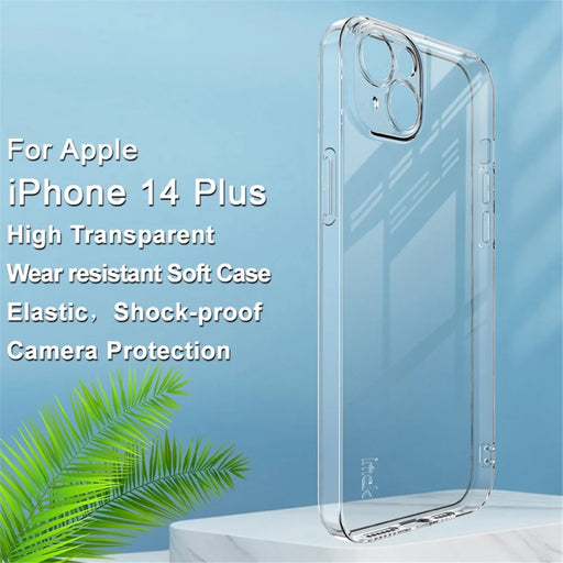 IMAK UX-5 Series for iPhone 14 Plus Anti-fingerprint TPU Phone Case Super Slim Anti-dust Phone Back Cover - Transparent - 2