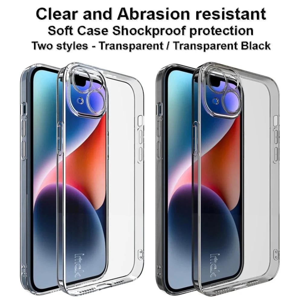 IMAK UX-5 Series for iPhone 14 Plus Anti-fingerprint TPU Phone Case Super Slim Anti-dust Phone Back Cover - Transparent - 7