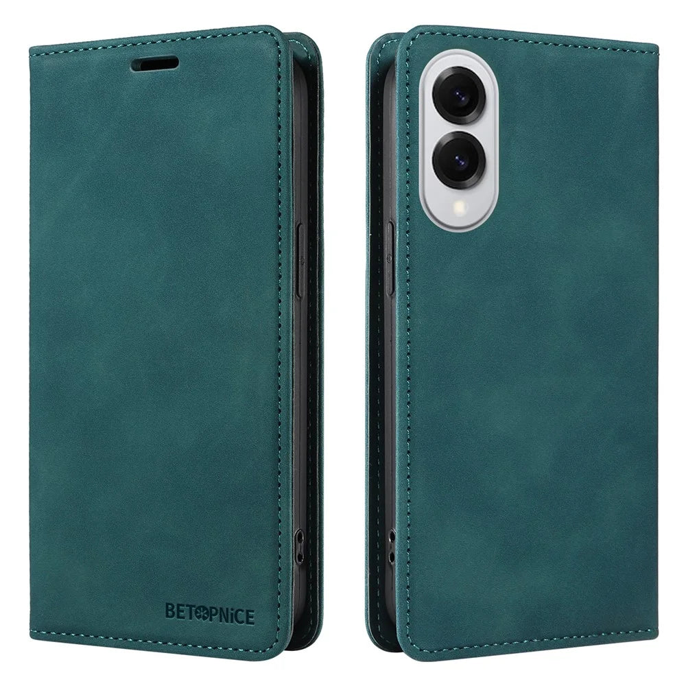 BETOPNICE 003 For Samsung Galaxy S25 Edge Case Wallet Leather Phone Cover with Stand - Green - 1