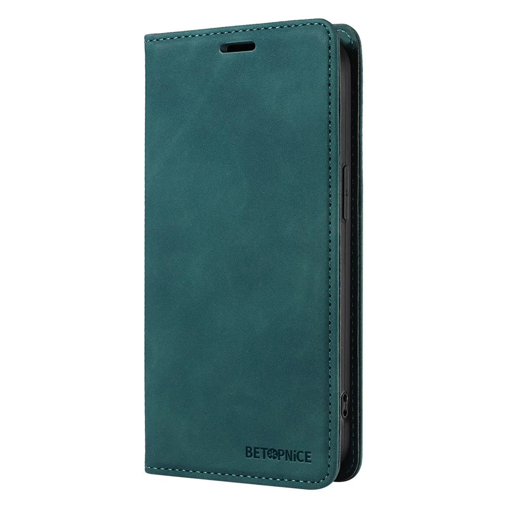 BETOPNICE 003 For Samsung Galaxy S25 Edge Case Wallet Leather Phone Cover with Stand - Green - 5