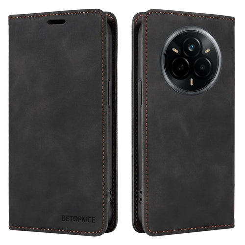 BETOPNICE 003 For Realme 14 Pro 5G Case Wallet Leather Phone Cover with Stand - Black - 1