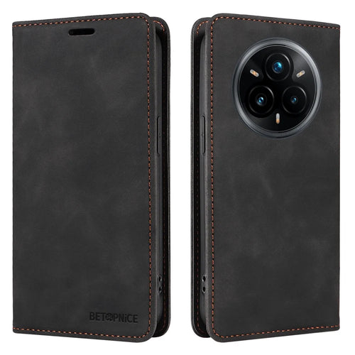 BETOPNICE 003 For Realme 14 Pro+ 5G Case Wallet Leather Phone Cover with Stand - Black - 1
