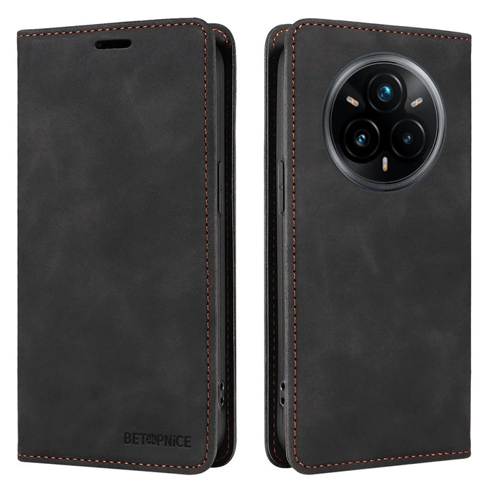 BETOPNICE 003 For Realme 14 Pro+ 5G Case Wallet Leather Phone Cover with Stand - Black - 1